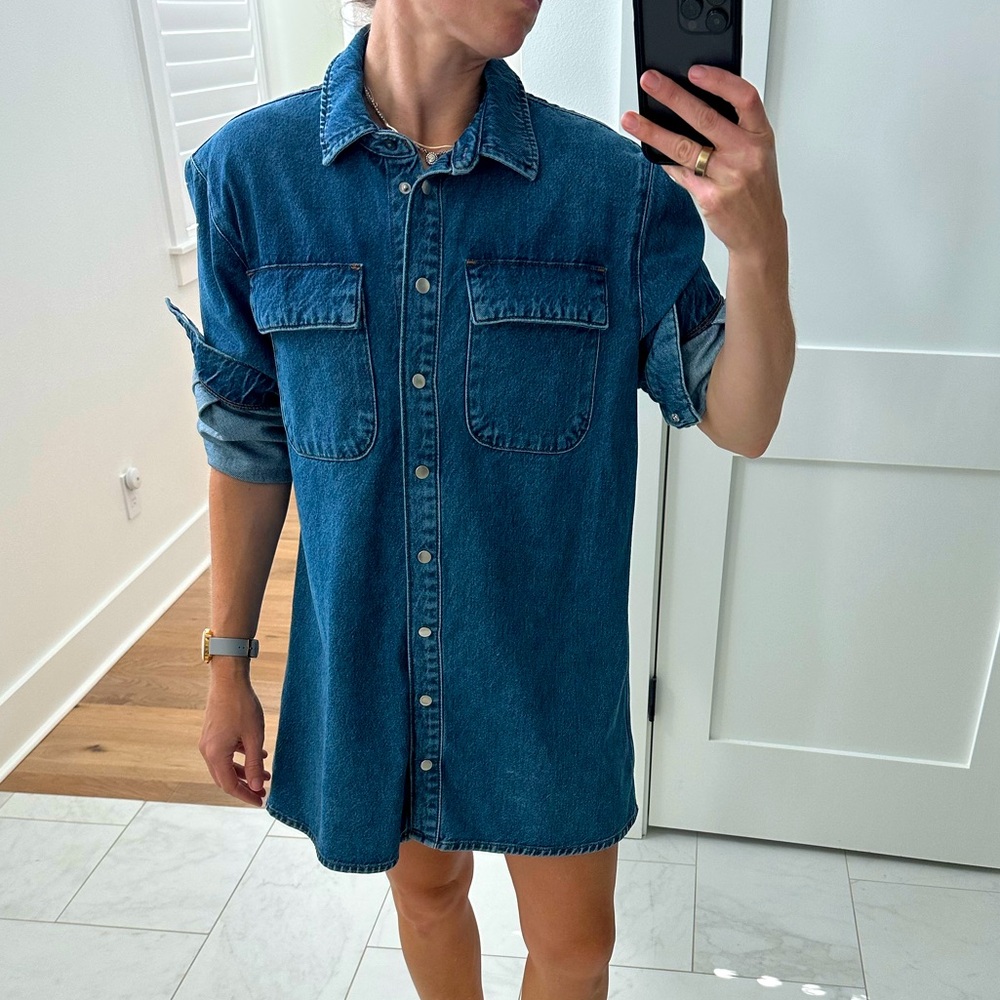 Frame Denim Dark Blue Denim Shirt Dress